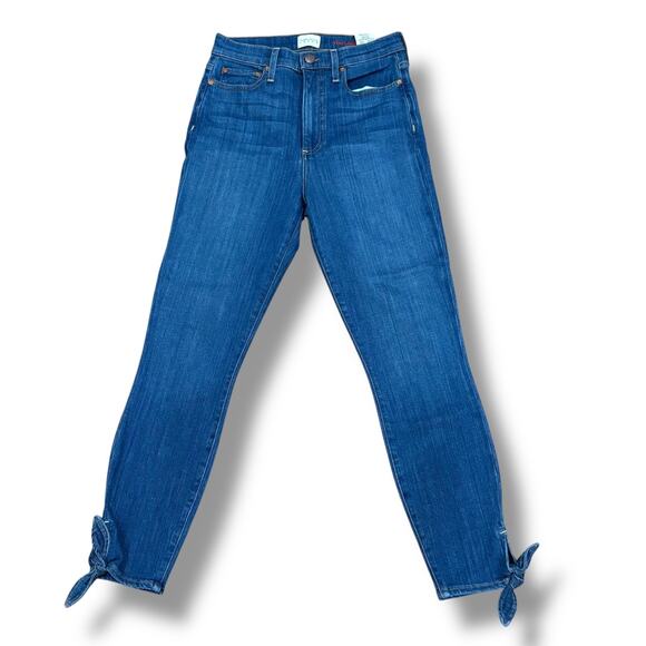 Alice + Olivia Size 28 Med Blue Good High Rise Skinny Crop Ankle Tie Jeans - Picture 1 of 8